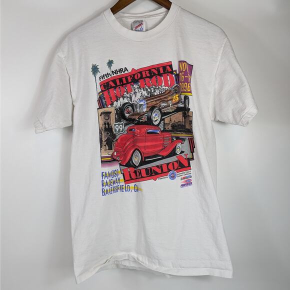 Jerzees Other - Vintage 1996 90s Mens Drag Racing L T-Shirt 5th NHRA Hot Rod Reunion Fomosa CA